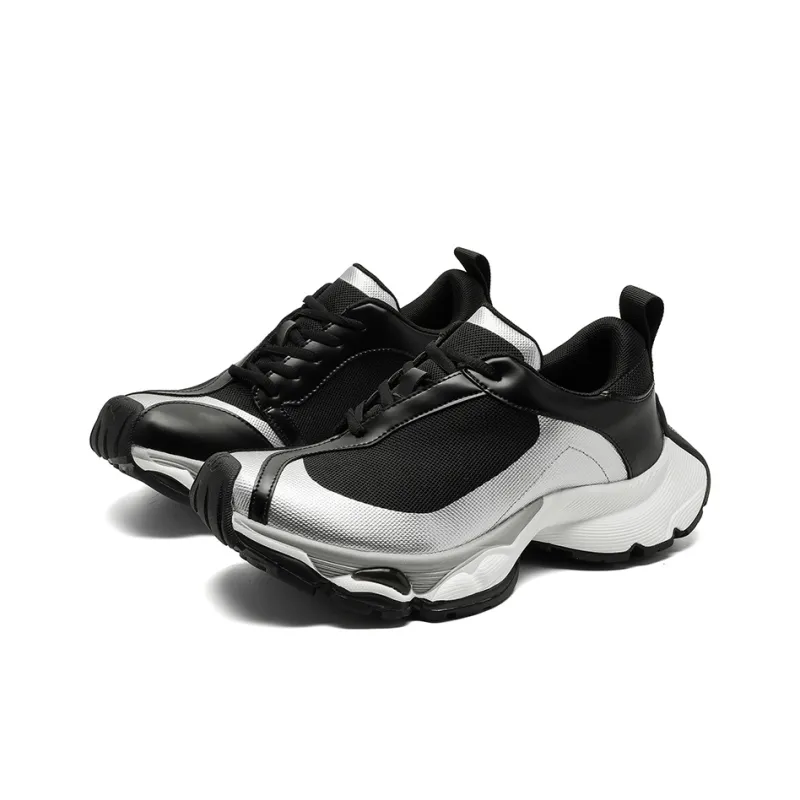 MUPPLE Slip Resistant, Abrasion Resistant, Breathable, Height Increasing Cushioning Low Top Chunky Sneakers Unisex-0