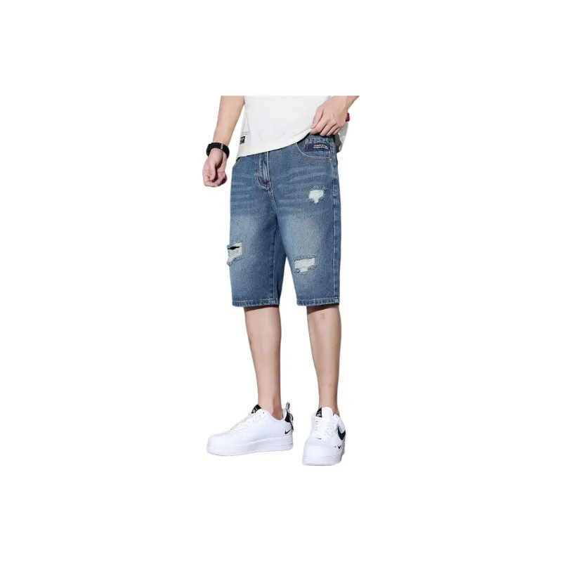 Tonlion Denim Shorts Unisex Vintage Blue-1