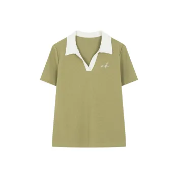 Mo Han Yi Mei T Shirt Women's Green & Beige White