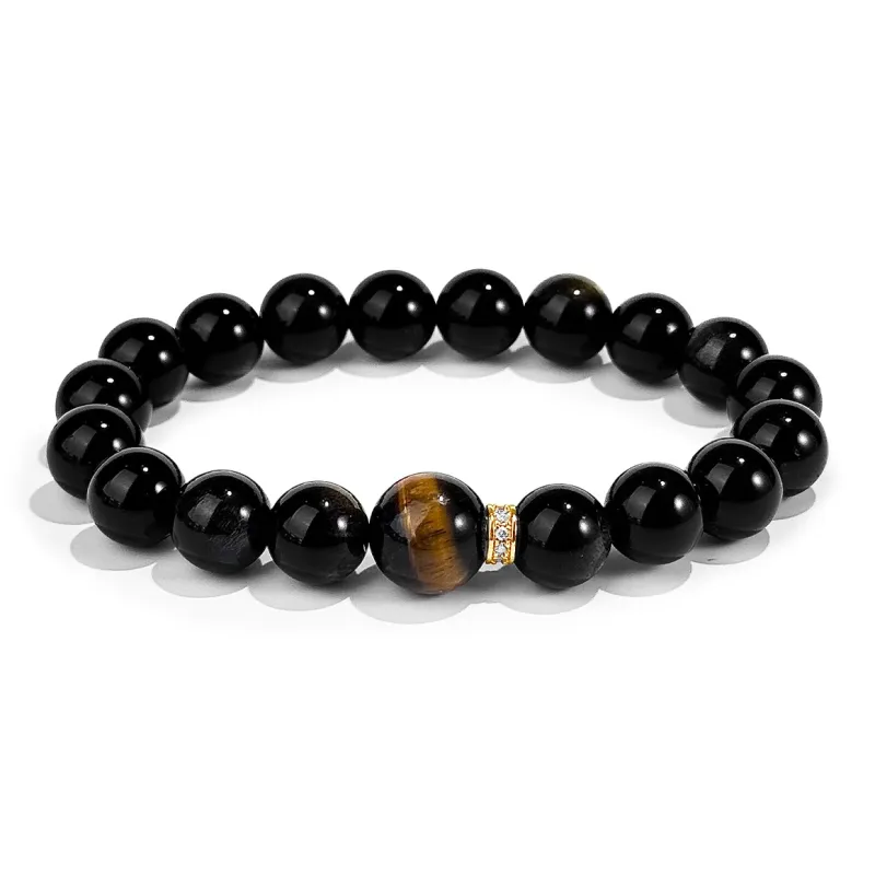 PUTUOSHANWENCHUANG Tiger's Eye Stone Jade Bracelets Unisex-3