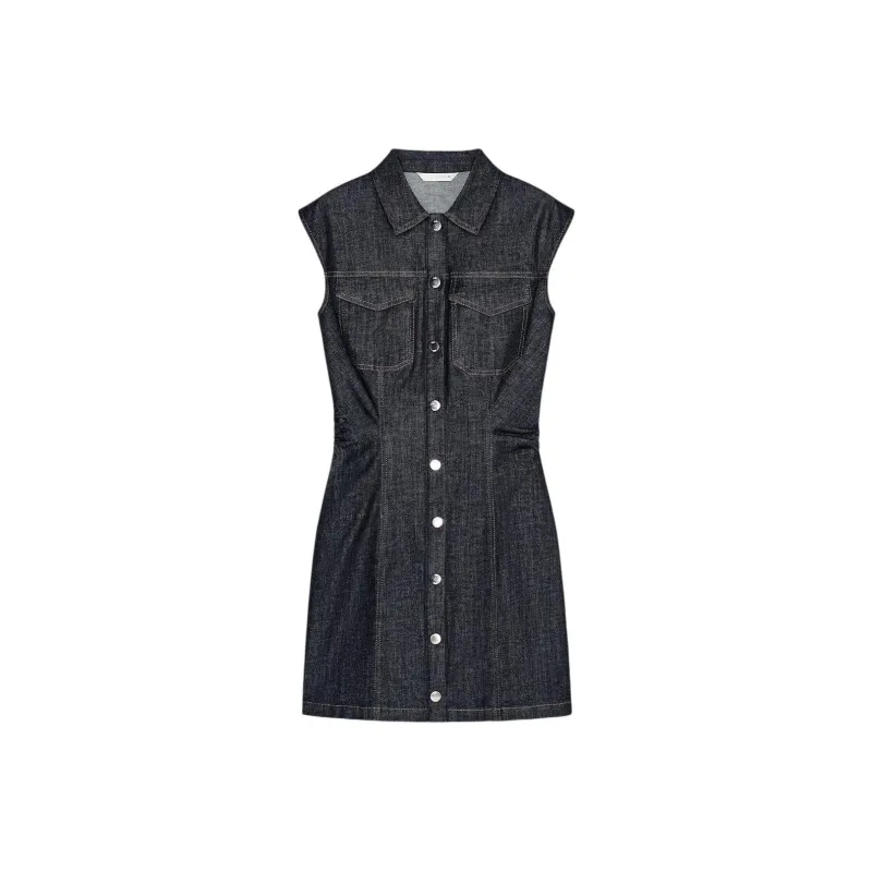 ZARA Sleeveless Dresses Women's Blue-0
