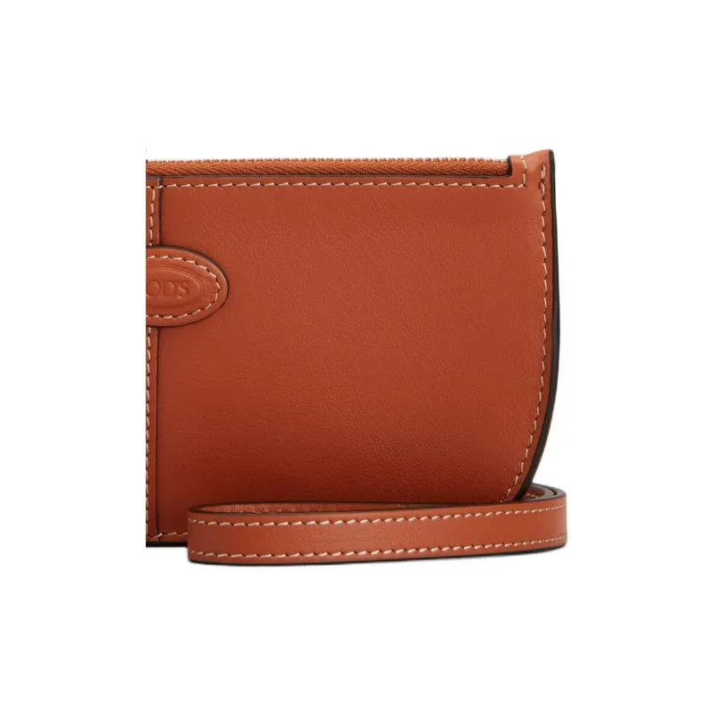 TOD'S Calfskin Eyeglass Pouch Trumpets Unisex Brown-4