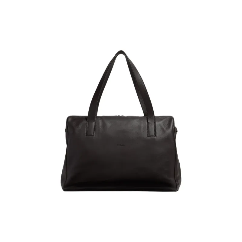 Zegna Calfskin One Shoulder Handbag Unisex Dark Brown-0