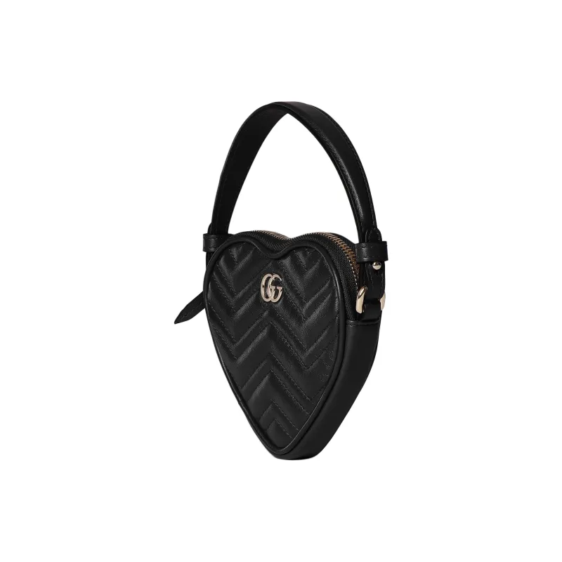 GUCCI GG Marmont Leather Heart Shaped Bag, One Shoulder Handbag Mini Women's Black-2