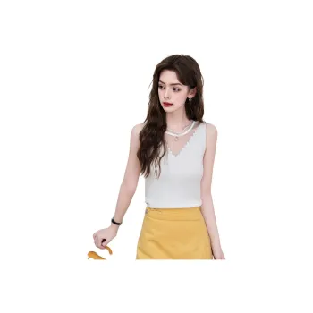 FAWENXIANGZI Tank Tops Women's White