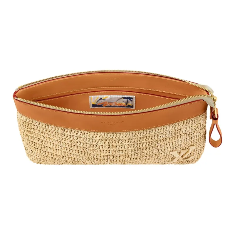 LOUIS VUITTON Raffia Clutch Men's Beige-3
