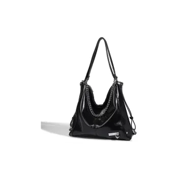 SHORT HAIR GIRL PU Shoulder Bag Tote Backpack Women's Black