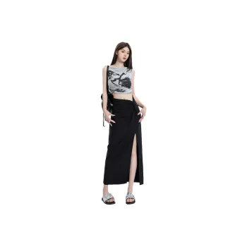 Rose Casual Long Skirts Women's Black
