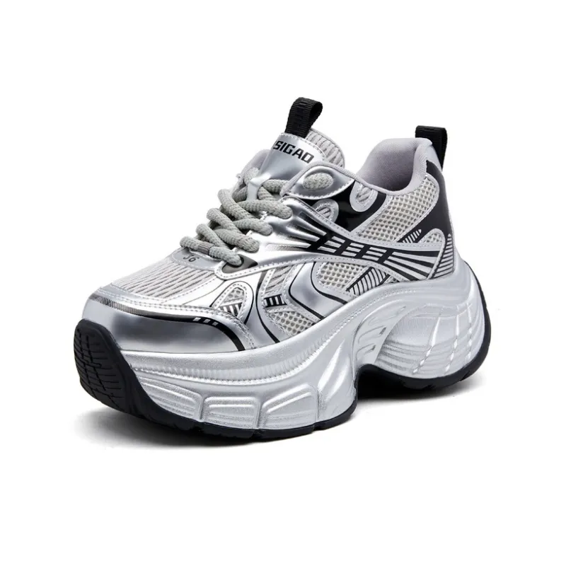 IHBOZ Casual Shoes Women's Low Top Gray Silver-0