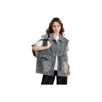 FAWENXIANGZI Vests Women's Light Blue