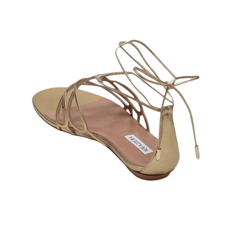 AQUAZZURA One Strap Sandals Women's Gold-2