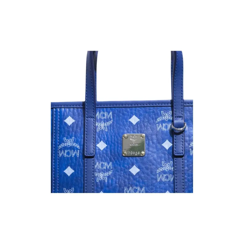 MCM Toni Visetos Artificial Leather Tote Bag, Shopping Bag, Shoulder Bag, Crossbody Bag, Handbag Mini Women's Blue-4