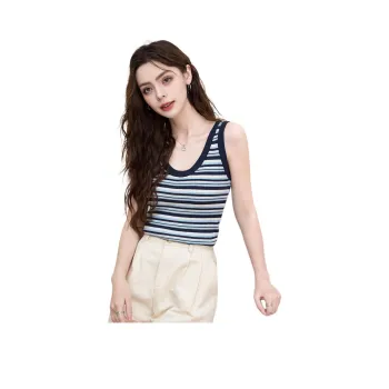 FAWENXIANGZI Tank Tops Women's Blue & White