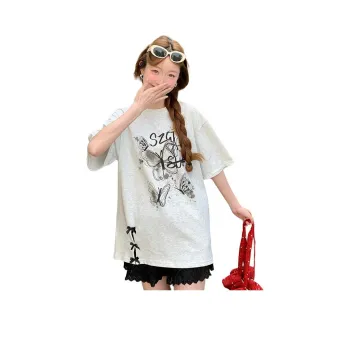 HTHK T Shirts Women's White Gray