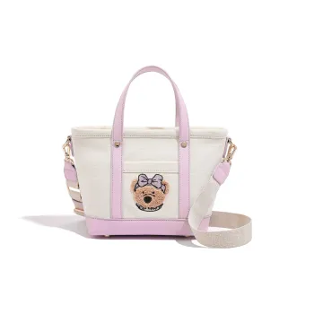 NOISY TEDDY Polyester Tote Bag, Shopping Bag, Handbag Women's Light Pink/Light Purple/Light Blue
