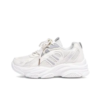 RENBEN Anti Slip And Wear Resistant Height Increasing Low Top Chunky Sneakers Women's White Gray