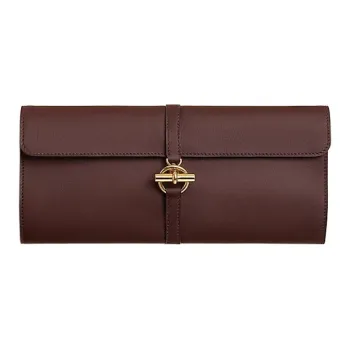 HERMES Glenan H High Technology Silk With Swift Calfskin Clutch Unisex Marine Blue