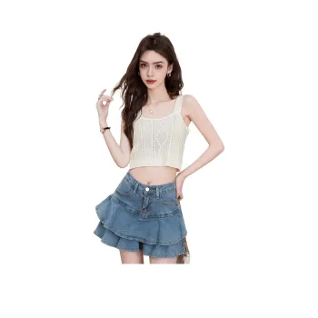 FAWENXIANGZI Tank Tops Women's Beige Yellow