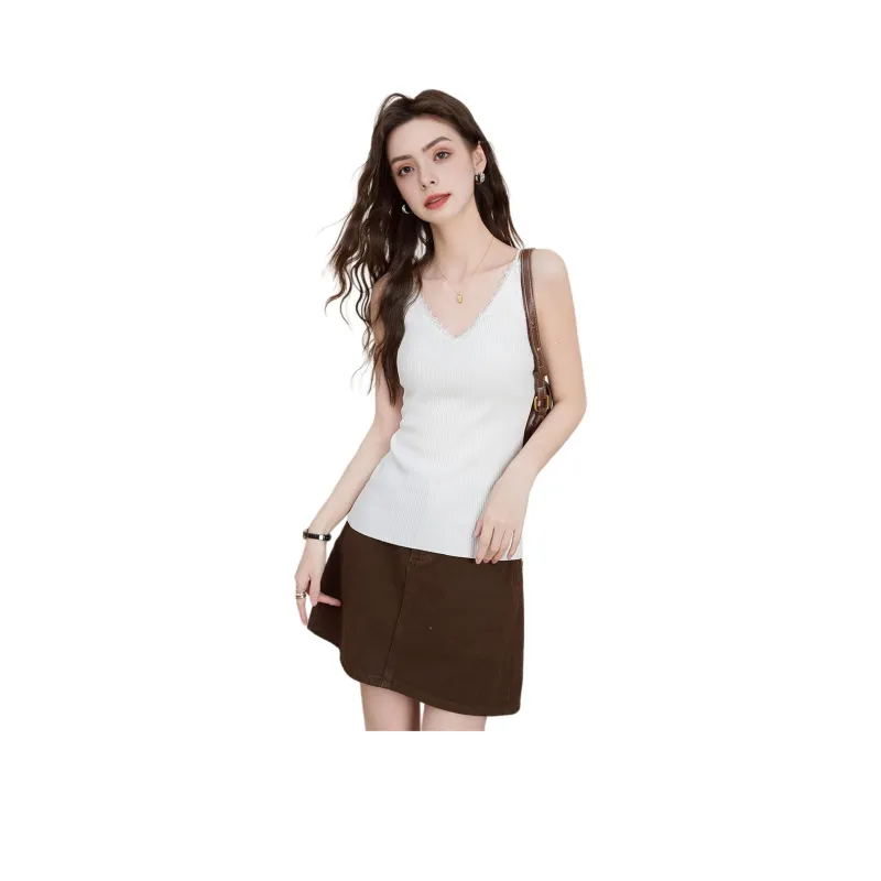 FAWENXIANGZI Tank Tops Women's White-0