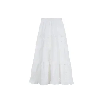 MPOX Casual Long Skirts Women's White