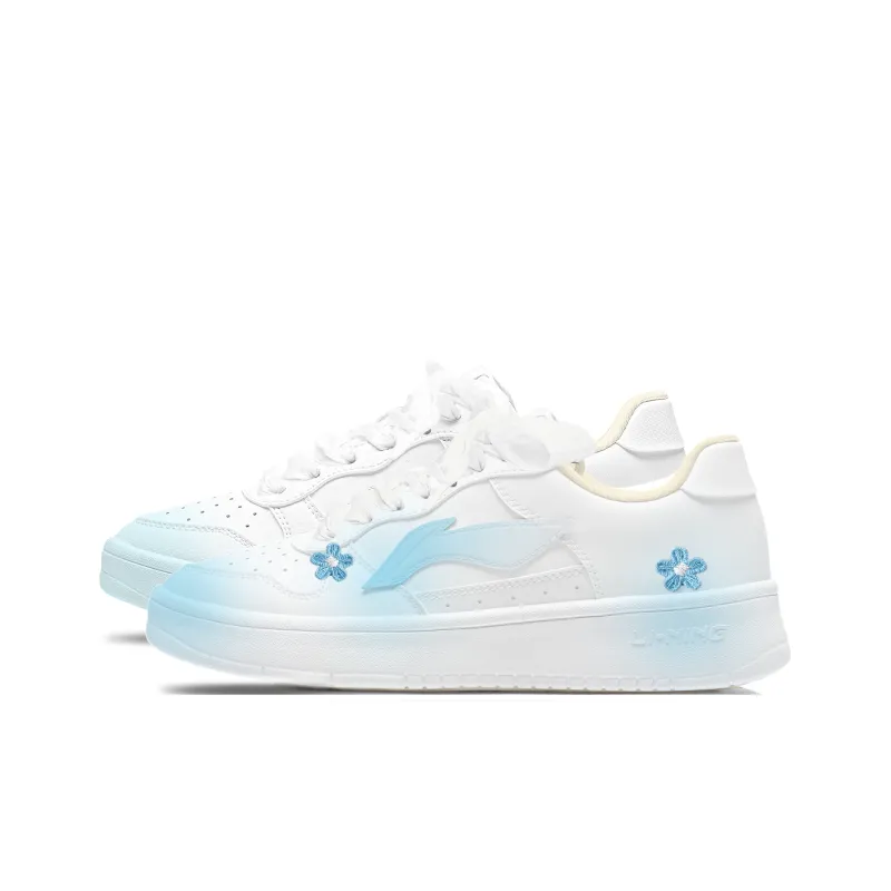 LiNing Pontoon Boats Coverage Slip Resistant And Breathable Low Top Skateboard Shoes Women's Blue White-2