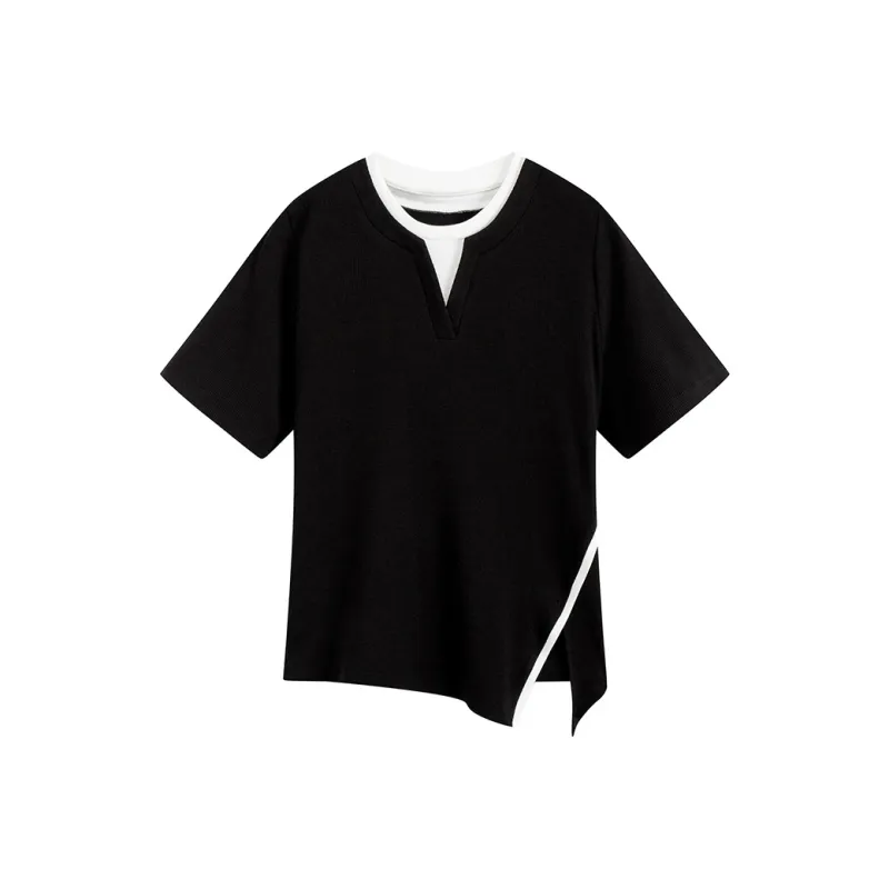 HANDAIWEI Set in Sleeve T Shirt Women's-0