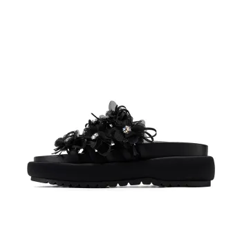 GG CC Slip Resistant Abrasion Resistant Cushioning Platform Slide Slippers Women's Black