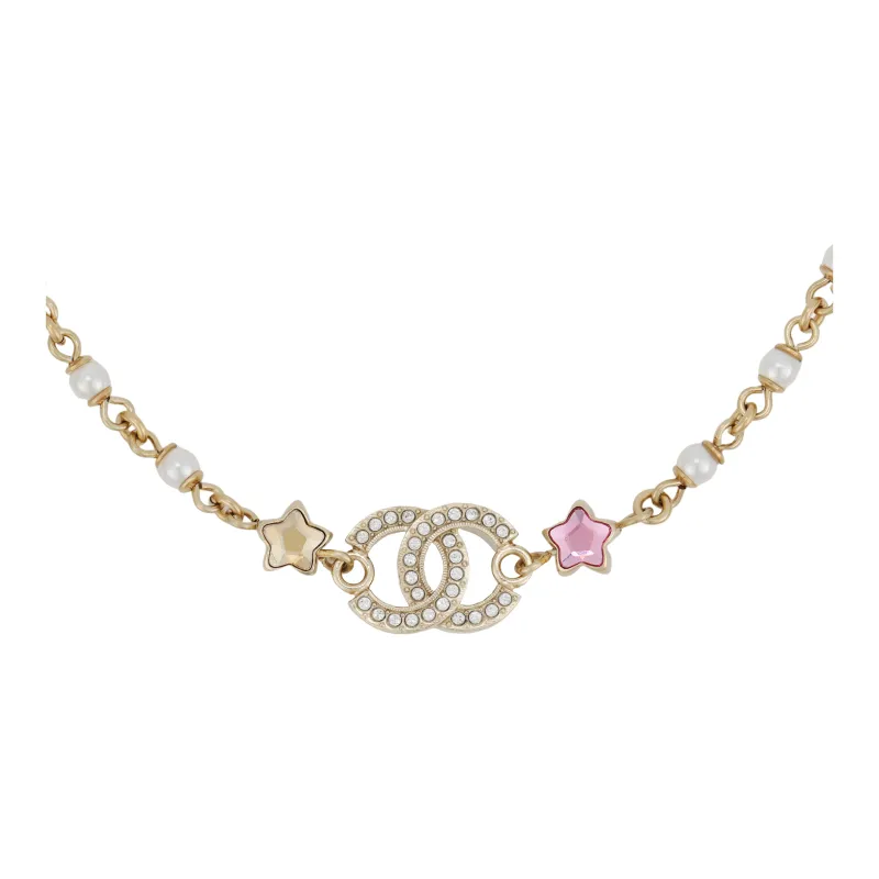 CHANEL Rhinestone Necklaces Women's Gold-0