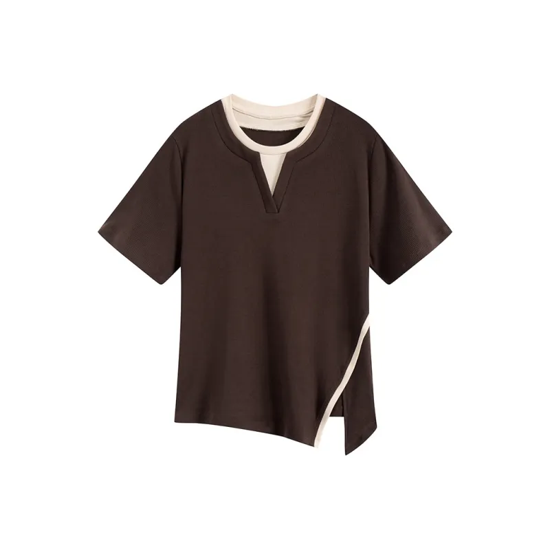 HANDAIWEI Set in Sleeve T Shirt Women's-3
