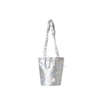 Puui Polyester Bucket Bag, Shoulder Bag Women's Silver