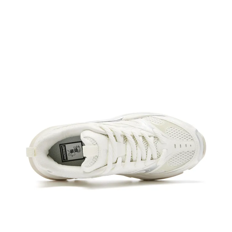 QIAODAN Anti Slip Wear Resistant Low Top Casual Shoes Women's Ivory White Silver-3