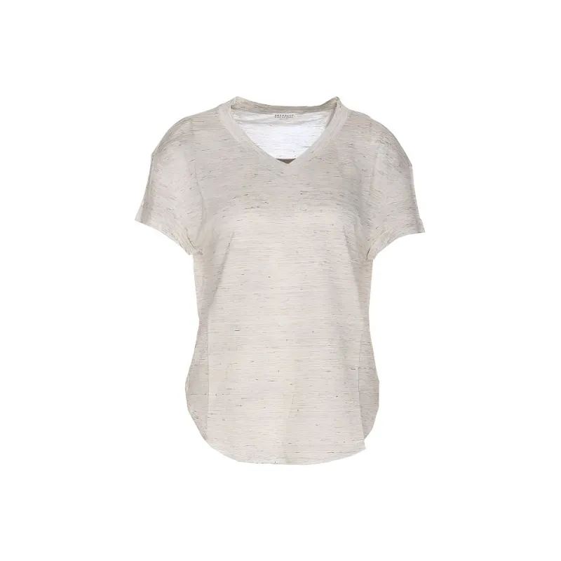 Brunello Cucinelli Short Sleeved V Neck T Shirt-0