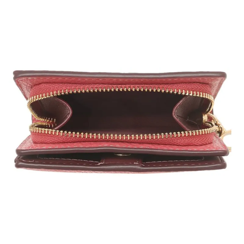 COACH Snap Wallet Refined Pebble Leather Card Holder Wallet Women's Watermelon Red-3