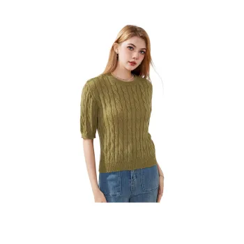 FAWENXIANGZI Knitwear Women's Army Green
