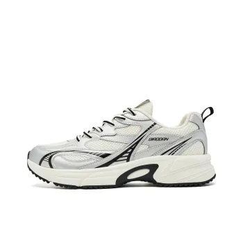 QIAODAN Slip Resistant And Abrasion Resistant Coverage Low Top Casual Shoes Men's Ivory White Silver