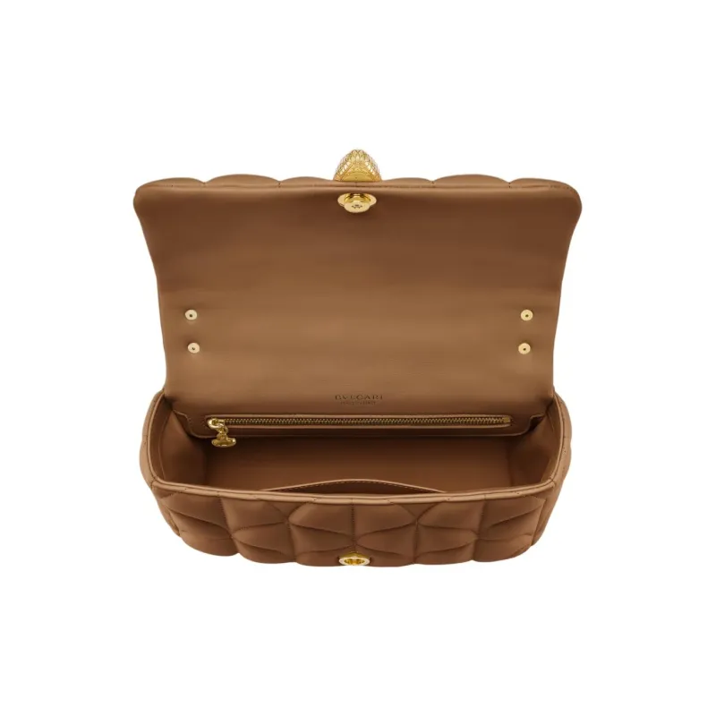 BVLGARI Serpenti Sugarloaf Calfskin Shoulder Bag, Crossbody Bag, Handbag Women's Brown-3
