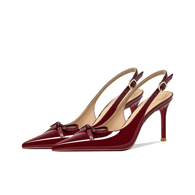 GOSO Slim Heel High Heels Women's Burgundy-1