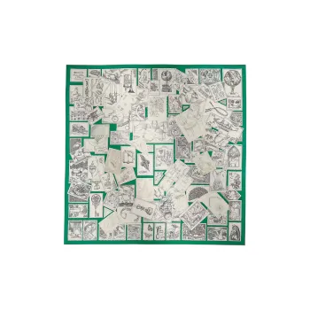 HERMES Mulberry Silk Scarves Women's UK Green/Chalk White/Gray