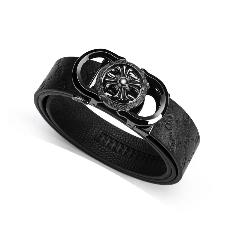 POLOMEISDO Top Grain Cow Leather Premium Brand Belt Automatic Buckle Luxury Youth Belt Men's 3.5CM-1