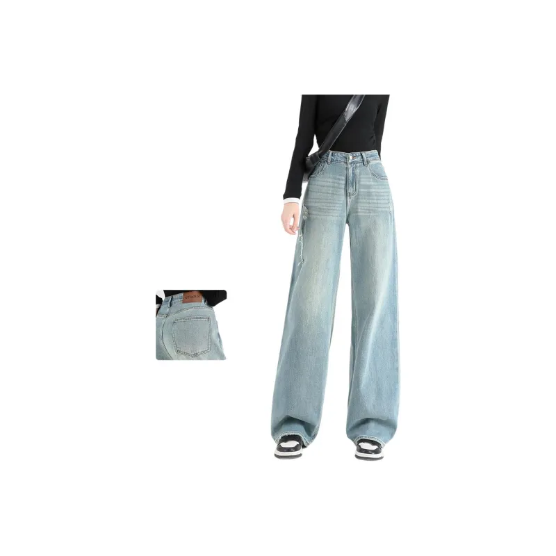 FAWENXIANGZI Jeans Women's Light Blue-1