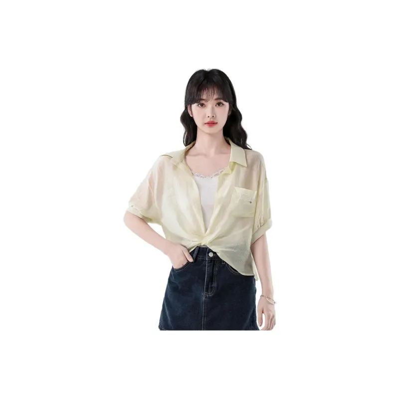 Mu Xiao Xin Shirts Women's Light Yellow-0