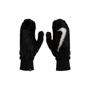 Nike Faux Fur Yarn, Nylon, 100% Cotton Knit Gloves Unisex Black