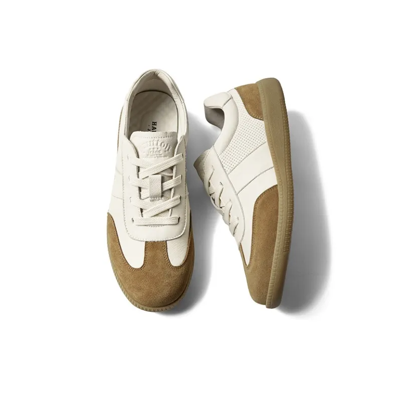 Hautton Jeans Lightweight Low Top Skateboard Shoes Men's White Brown-2