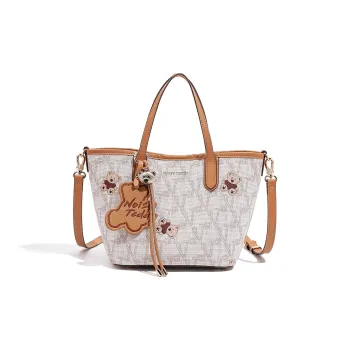 NOISY TEDDY PVC Basket Bag Tote Shoulder Bag Handbag Regular Women's Beige/Brown