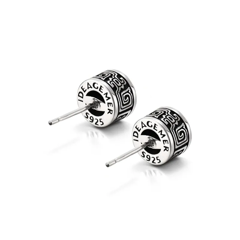IDEAGEMER 925 Sterling Silver Stud Earrings Men's-6