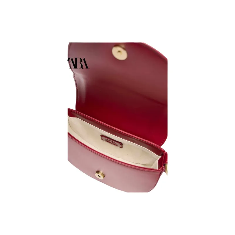 ZARA Polyurethane Crossbody One Shoulder Handbag Small Size Women's Red-3