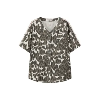 CHUU Shirt Women's Black White Leopard Print