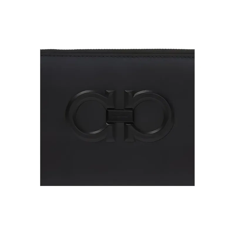 FERRAGAMO Leather Clutches Card Holder Wallet Men's Black-4