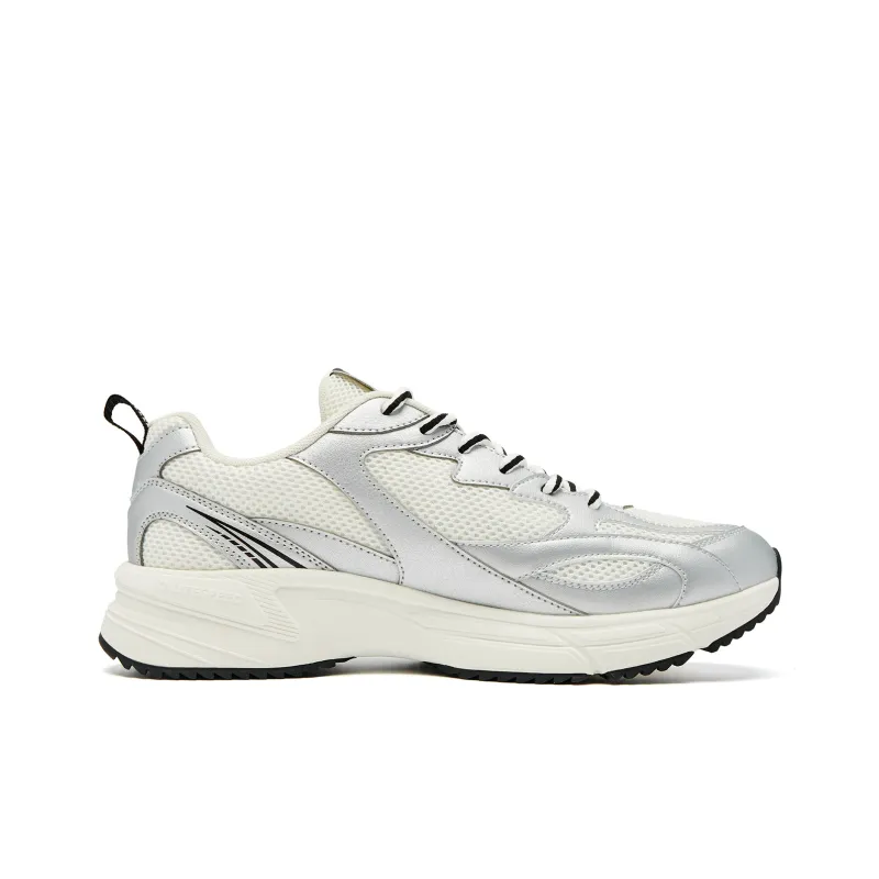 QIAODAN Slip Resistant And Abrasion Resistant Coverage Low Top Casual Shoes Men's Ivory White Silver-1