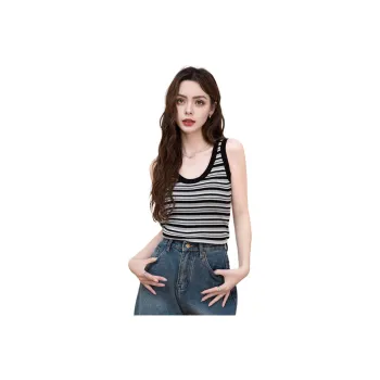 FAWENXIANGZI Tank Tops Women's Black & White